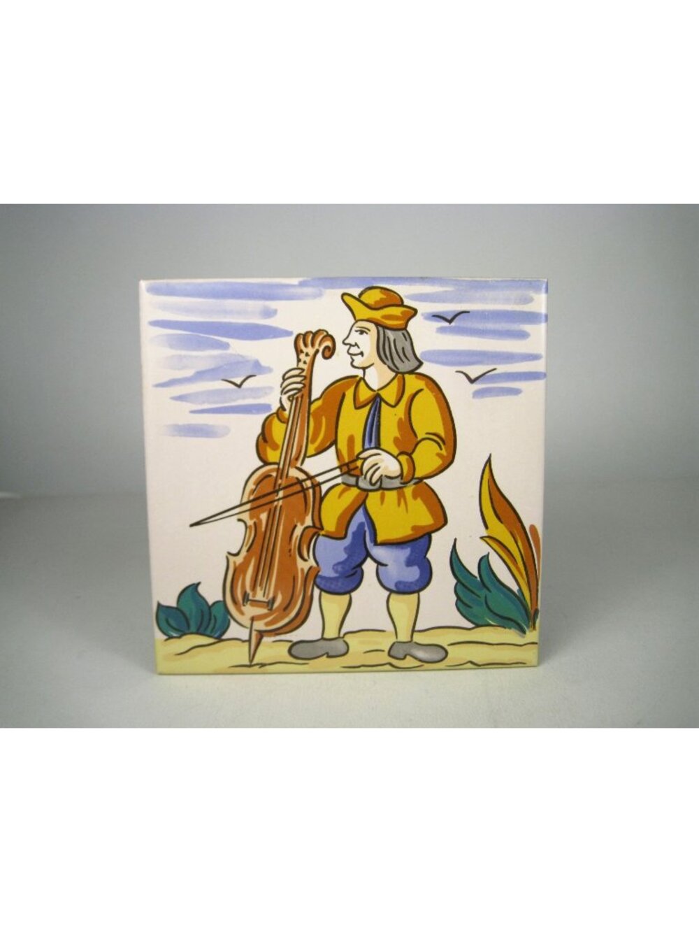 Handcrafted Spanish Ceramic Tile Cello Spain Musician Alcora Espana Tile SA